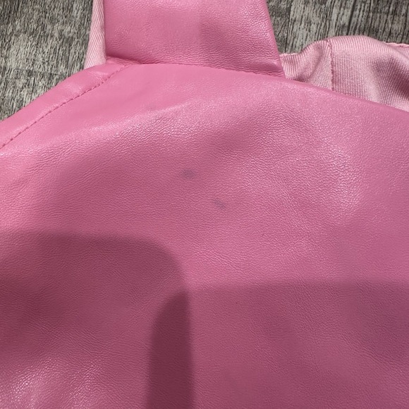 Edikted Faux Leather Crop Top Small Pink Bustier Tank Square Neck Zip Back NWT - Picture 8 of 8